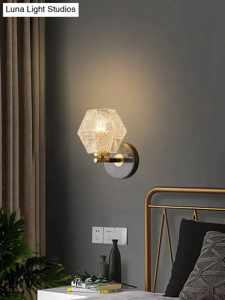 Postmodern luxury led wall lamp gold crystal sconce bedroom light