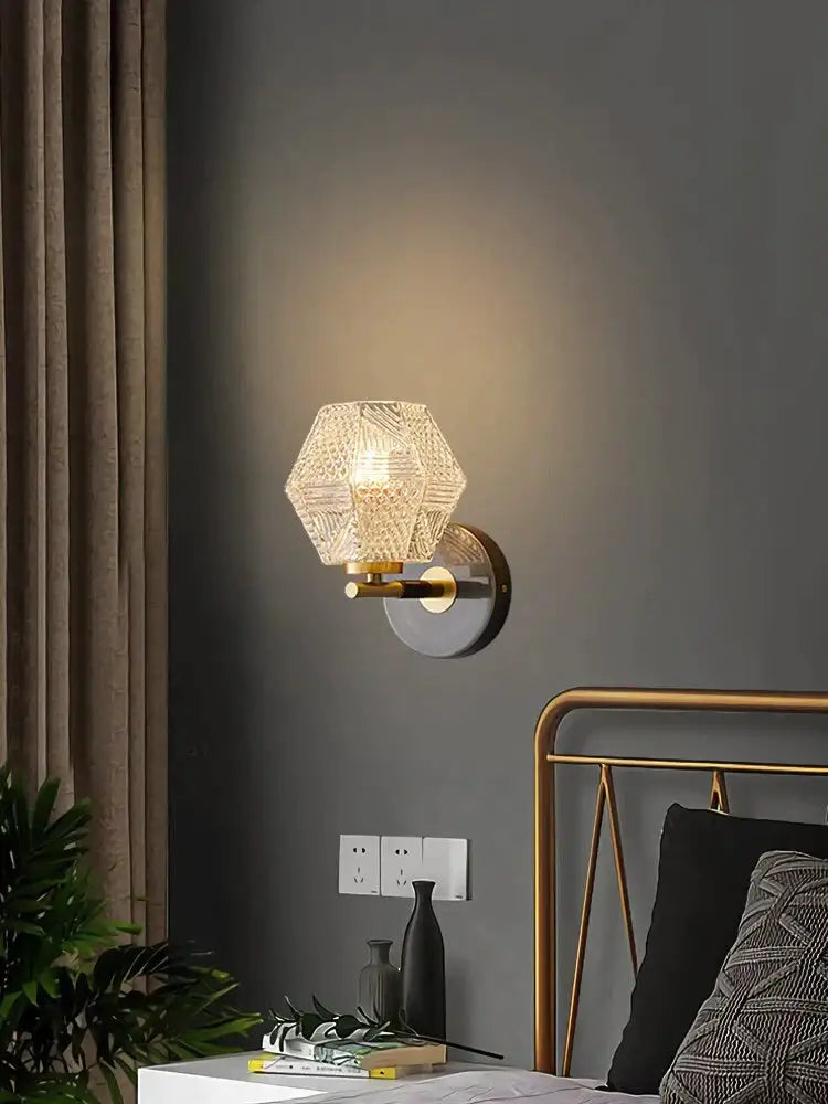 Postmodern luxury led wall lamp gold crystal sconce bedroom light