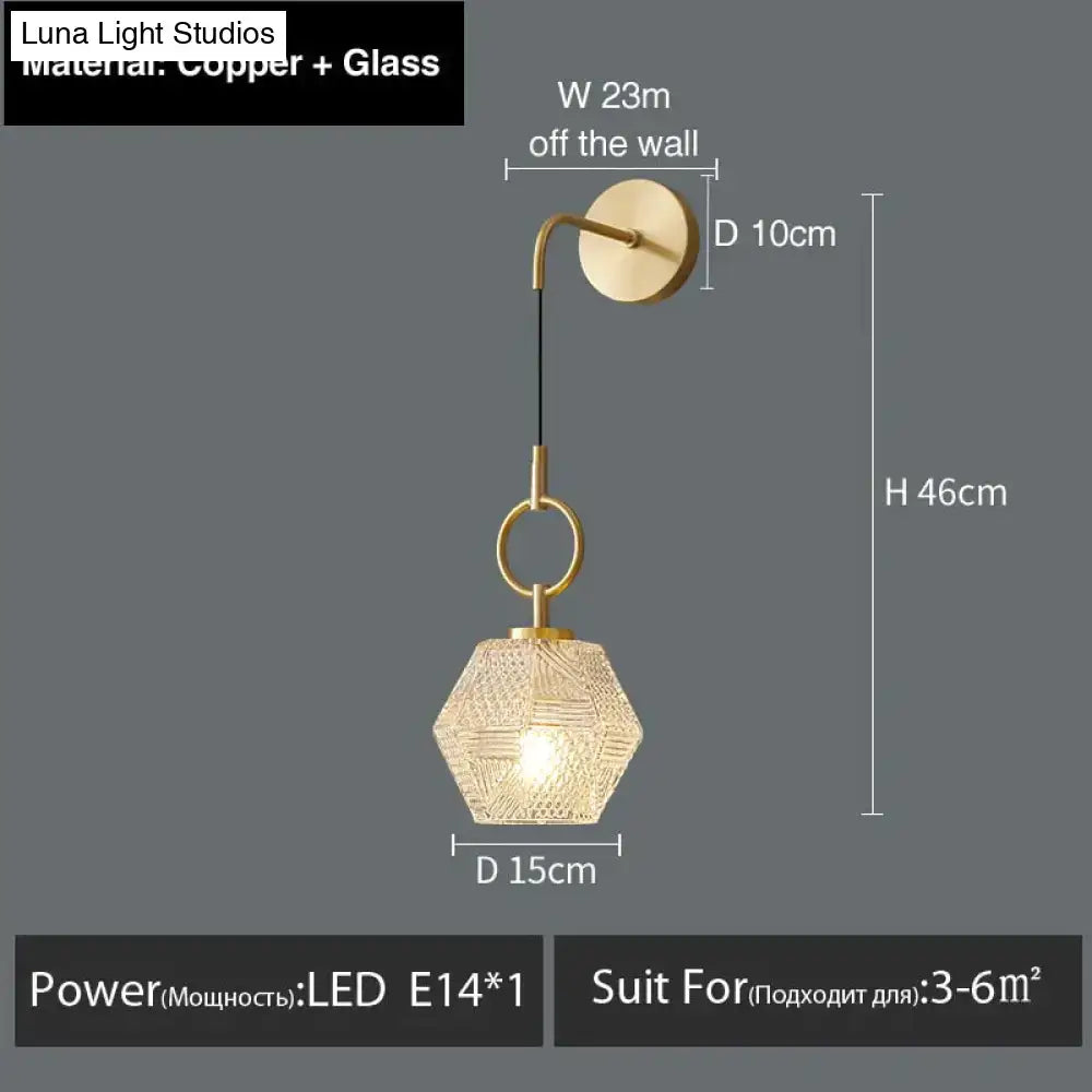 Postmodern luxury led wall lamp gold crystal sconce bedroom light