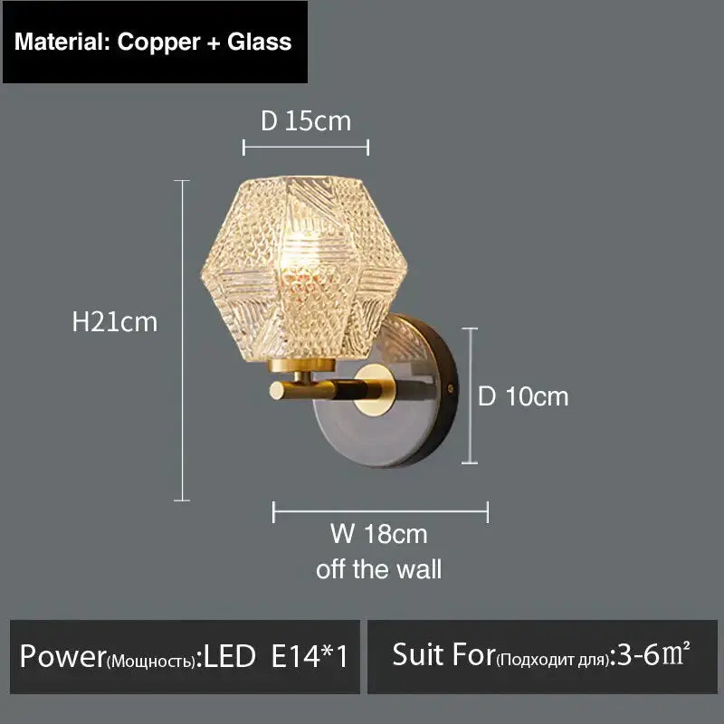Postmodern luxury led wall lamp gold crystal sconce bedroom light