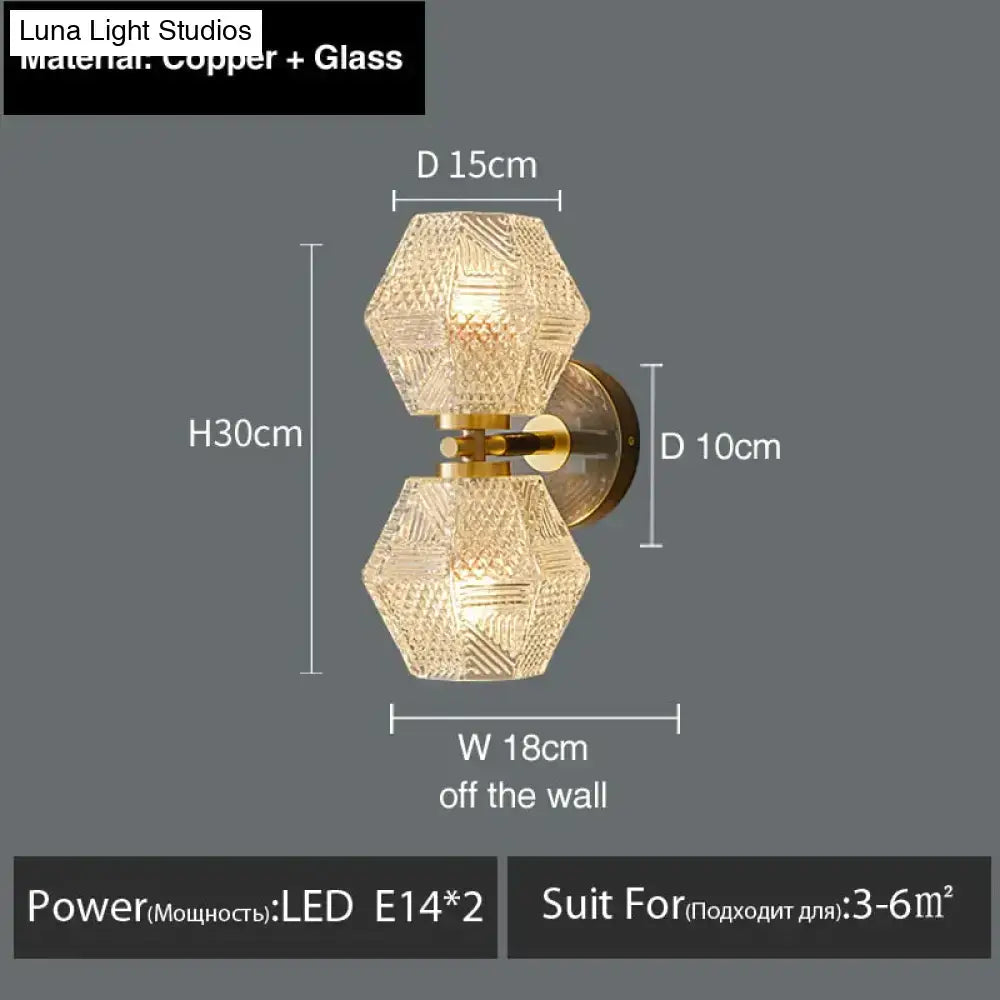 Postmodern luxury led wall lamp gold crystal sconce bedroom light