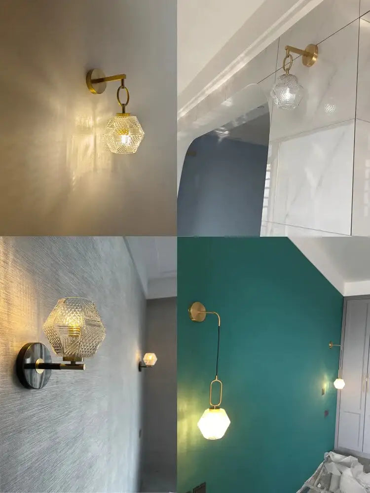 Postmodern luxury led wall lamp gold crystal sconce bedroom light