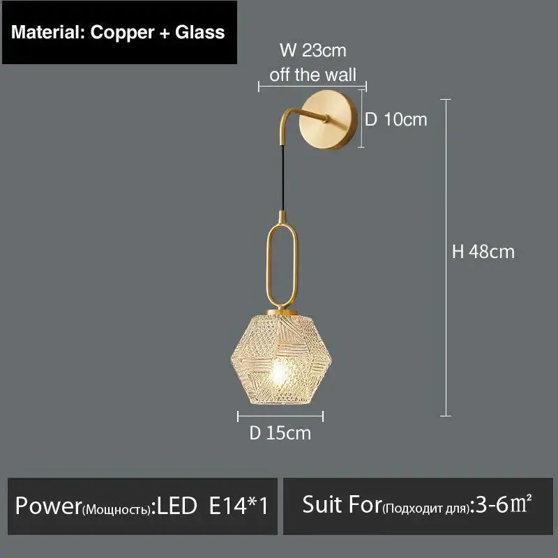 Postmodern luxury led wall lamp gold crystal sconce bedroom light
