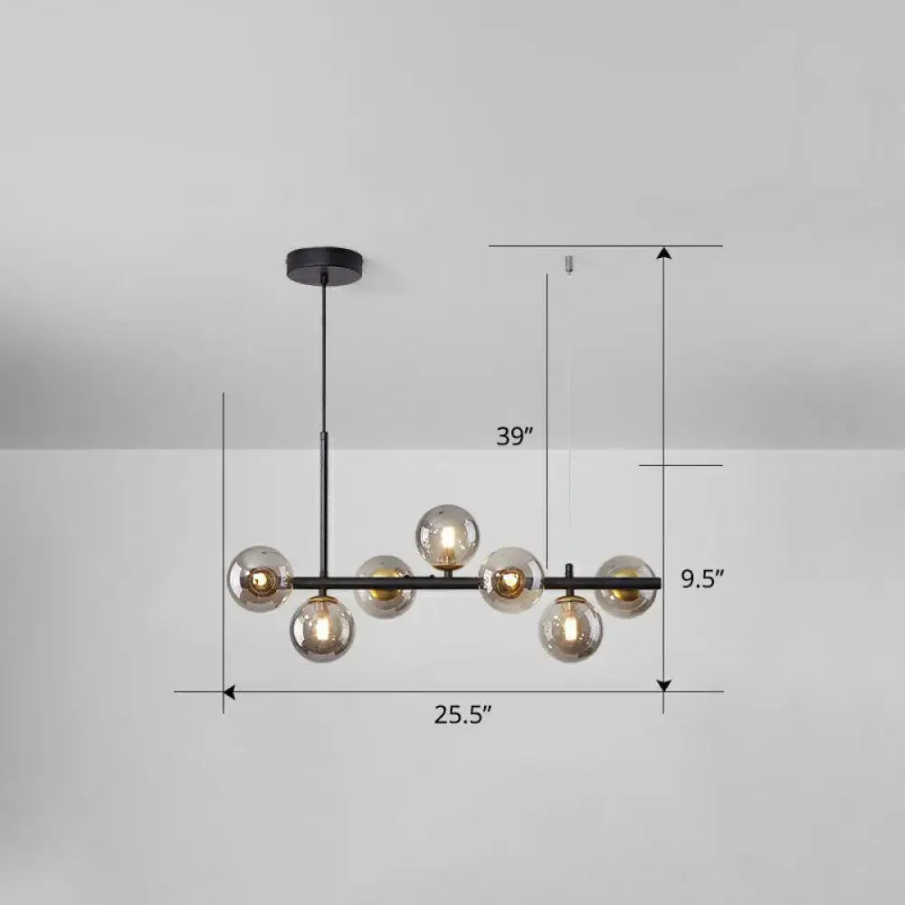 Postmodern smoke grey glass globe chandelier dining room light