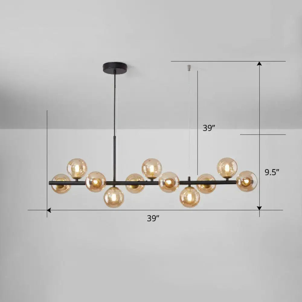 Postmodern smoke grey glass globe chandelier dining room light