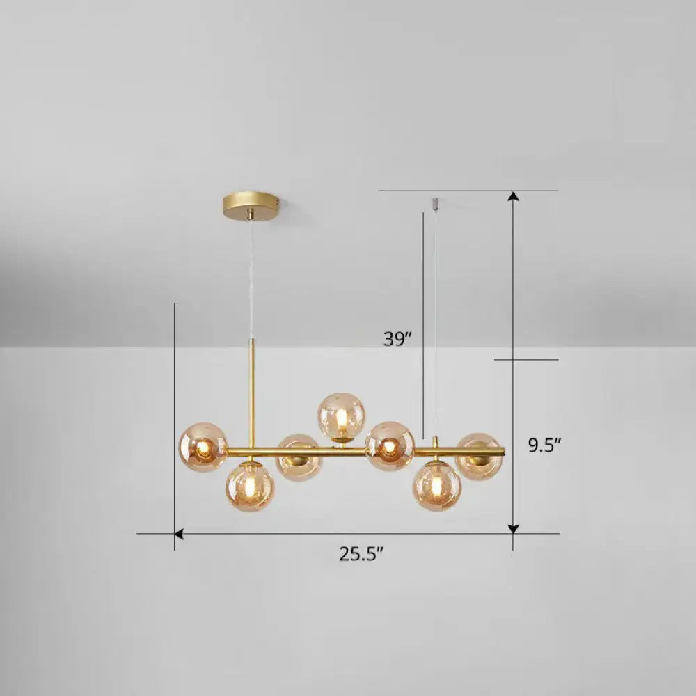 Postmodern smoke grey glass globe chandelier dining room light