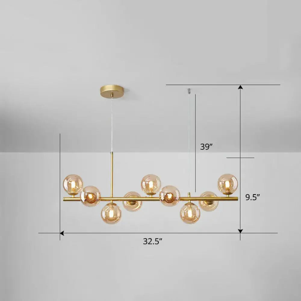Postmodern smoke grey glass globe chandelier dining room light
