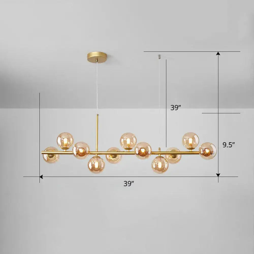 Postmodern smoke grey glass globe chandelier dining room light