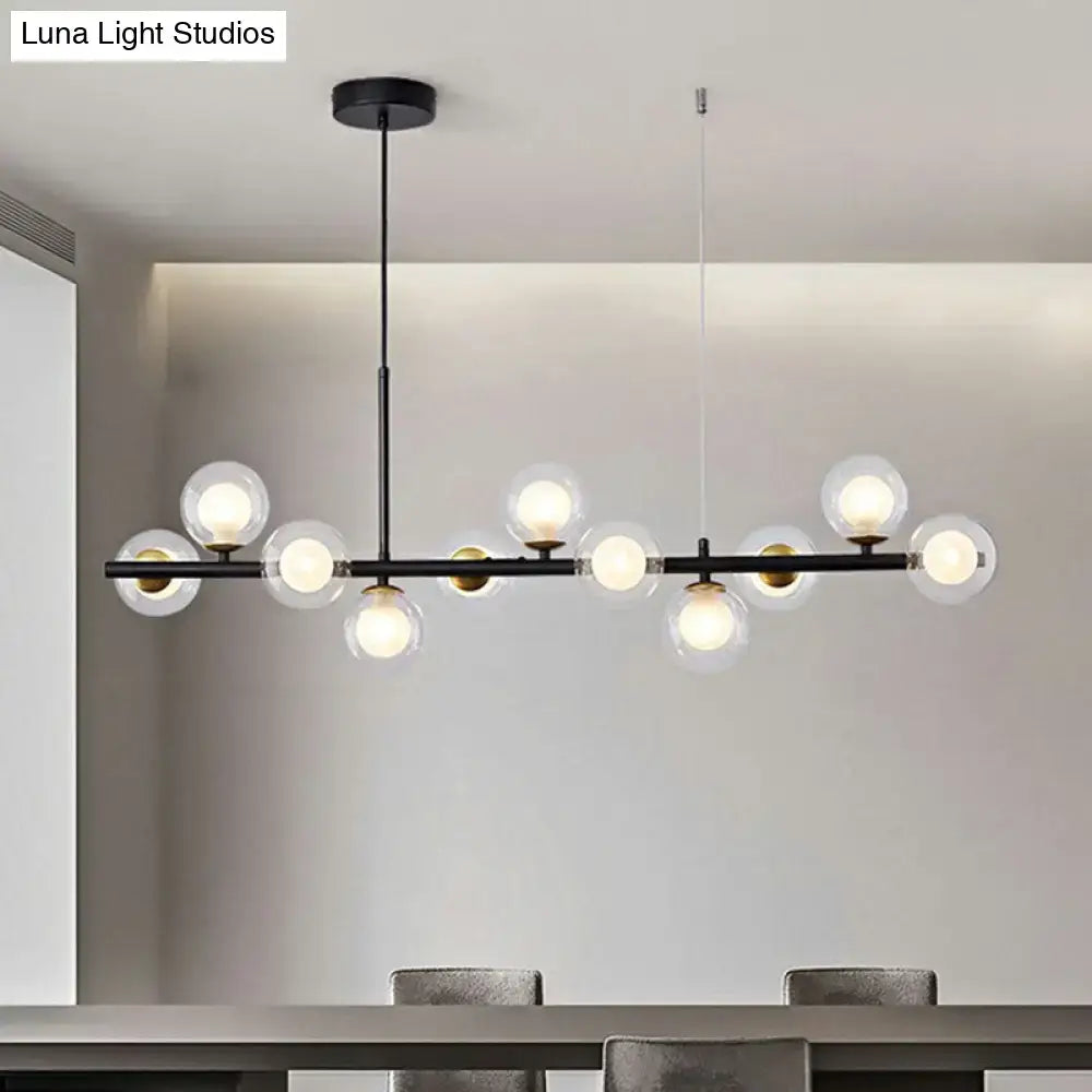 Postmodern smoke grey glass globe chandelier dining room light