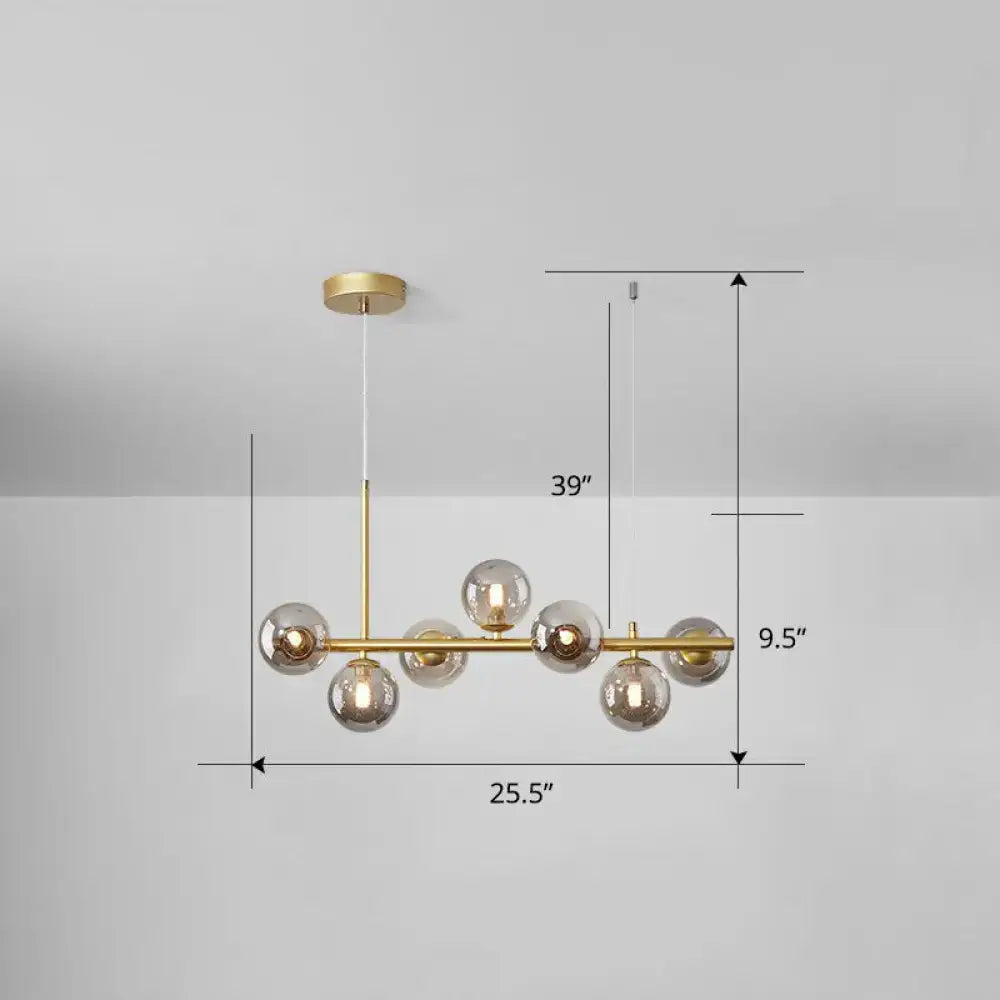Postmodern smoke grey glass globe chandelier dining room light