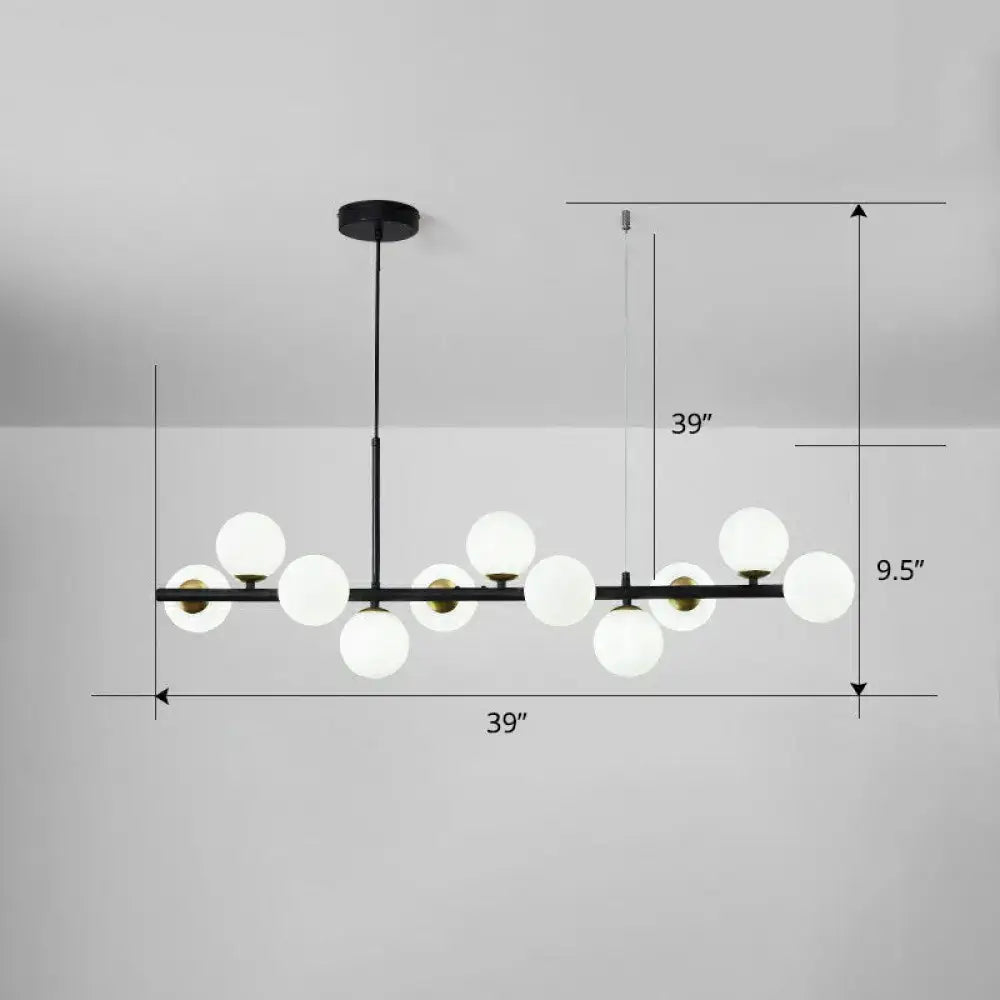 Postmodern smoke grey glass globe chandelier dining room light