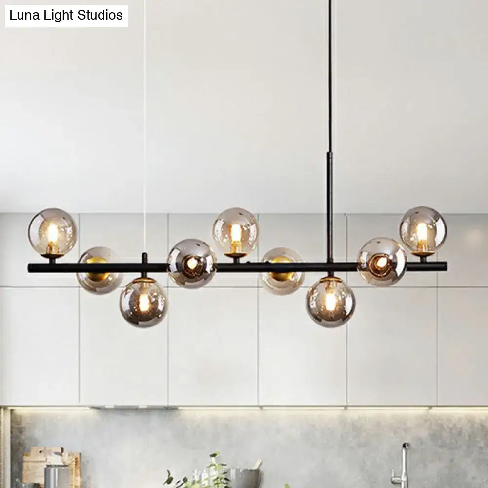 Postmodern smoke grey glass globe chandelier dining room light