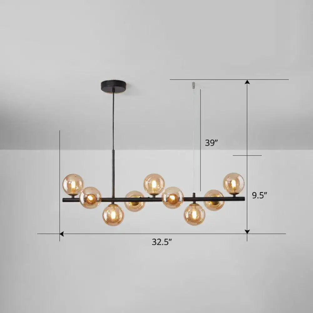 Postmodern smoke grey glass globe chandelier dining room light