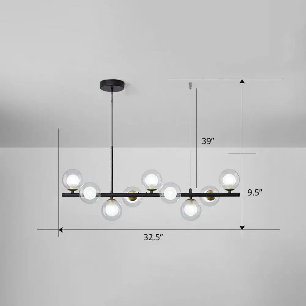Postmodern smoke grey glass globe chandelier dining room light