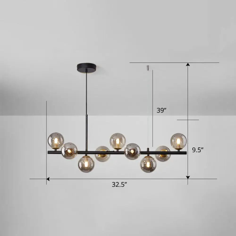 Postmodern smoke grey glass globe chandelier dining room light