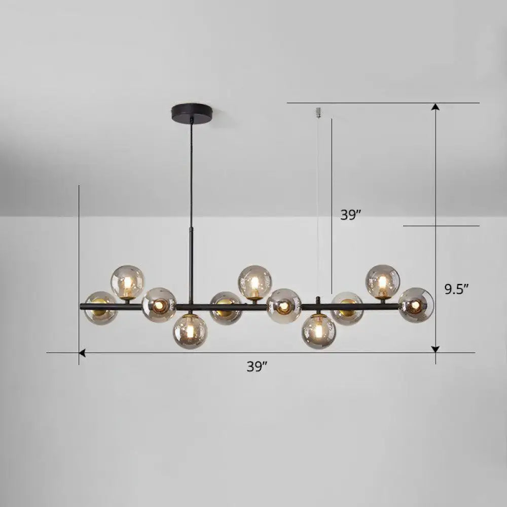 Postmodern smoke grey glass globe chandelier dining room light