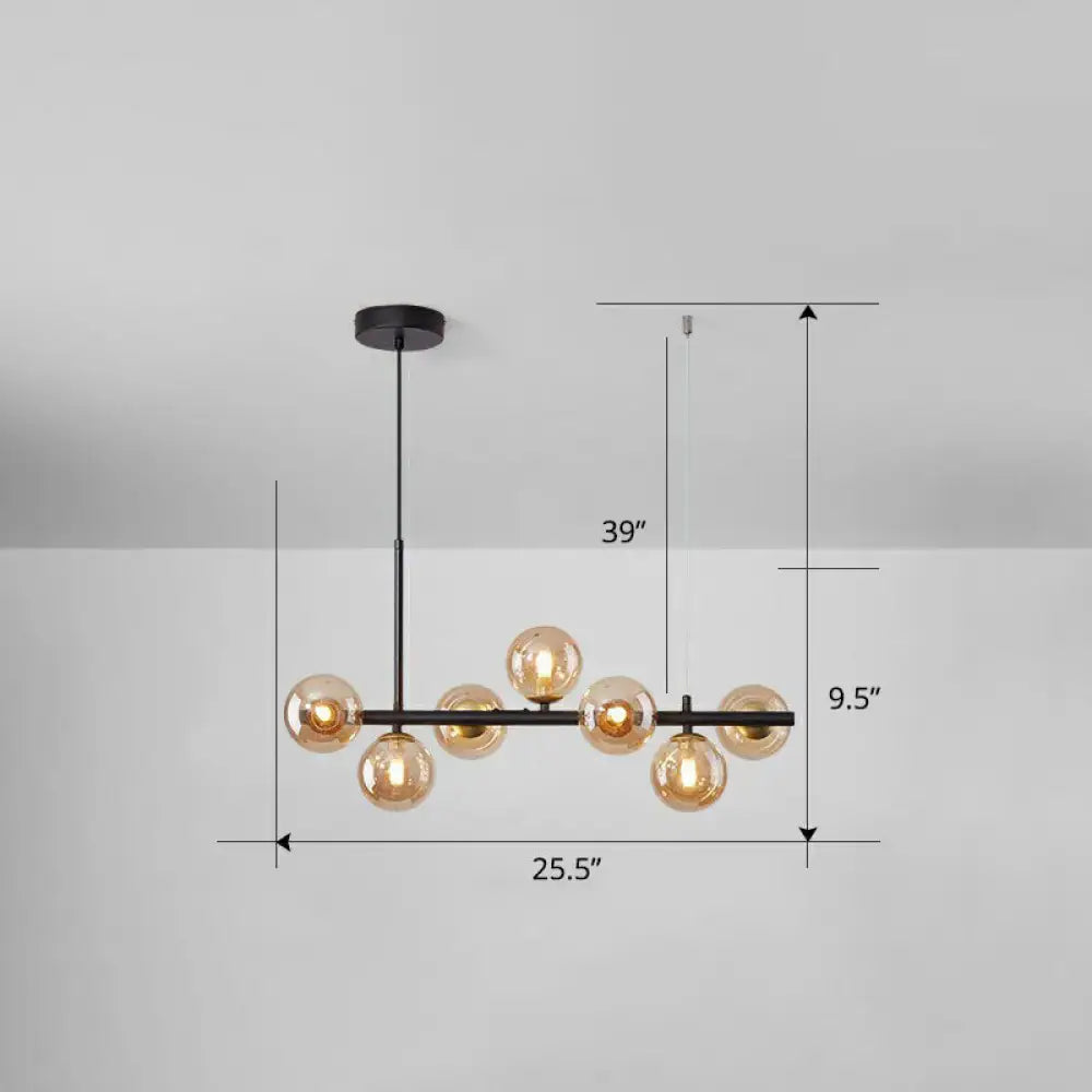 Postmodern smoke grey glass globe chandelier dining room light