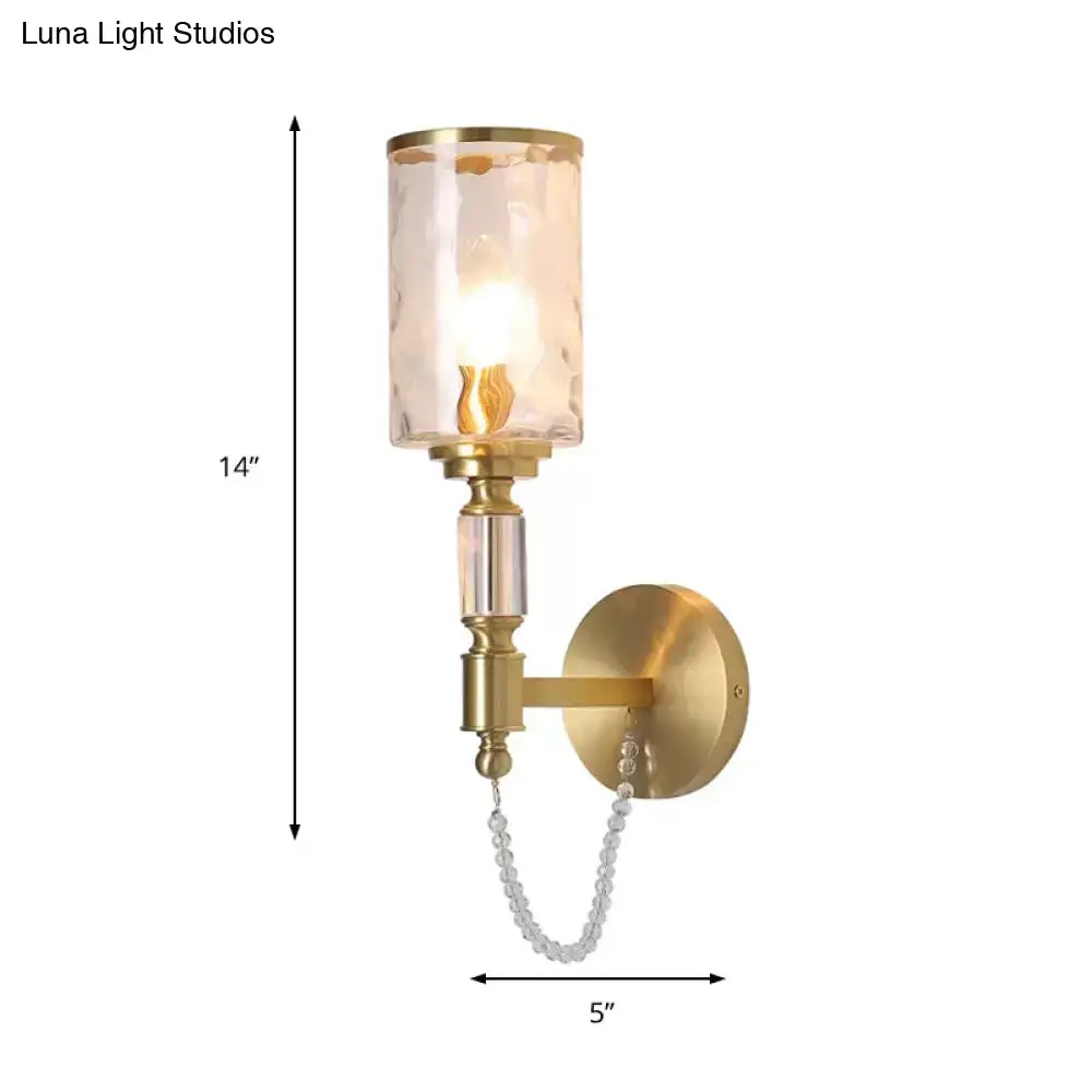 Postmodern water glass brass wall light bedroom crystal sconce