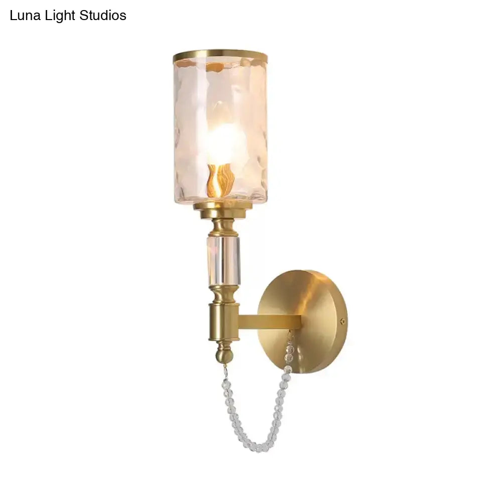 Postmodern water glass brass wall light bedroom crystal sconce