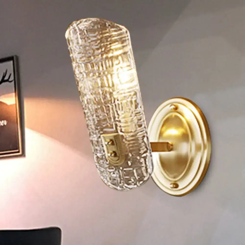 Prism textured glass gold wall light for corridor