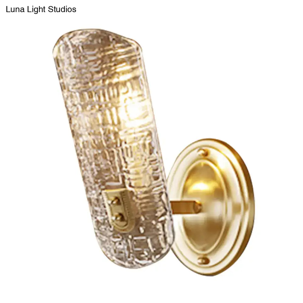 Prism textured glass gold wall light for corridor