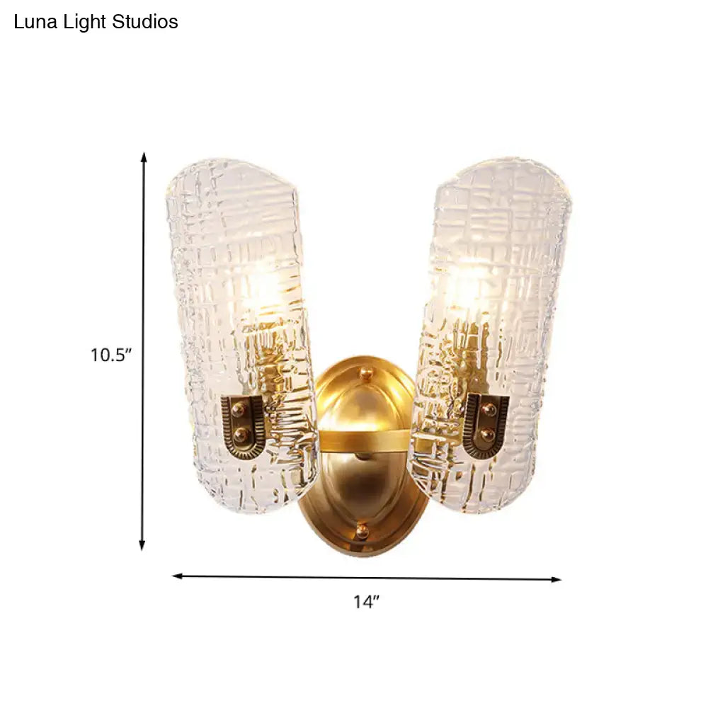 Prism textured glass gold wall light for corridor