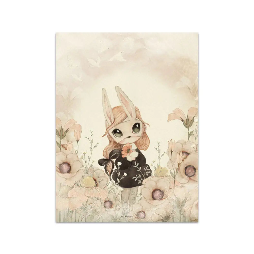 Rabbit Canvas Print Beige Kids Room
