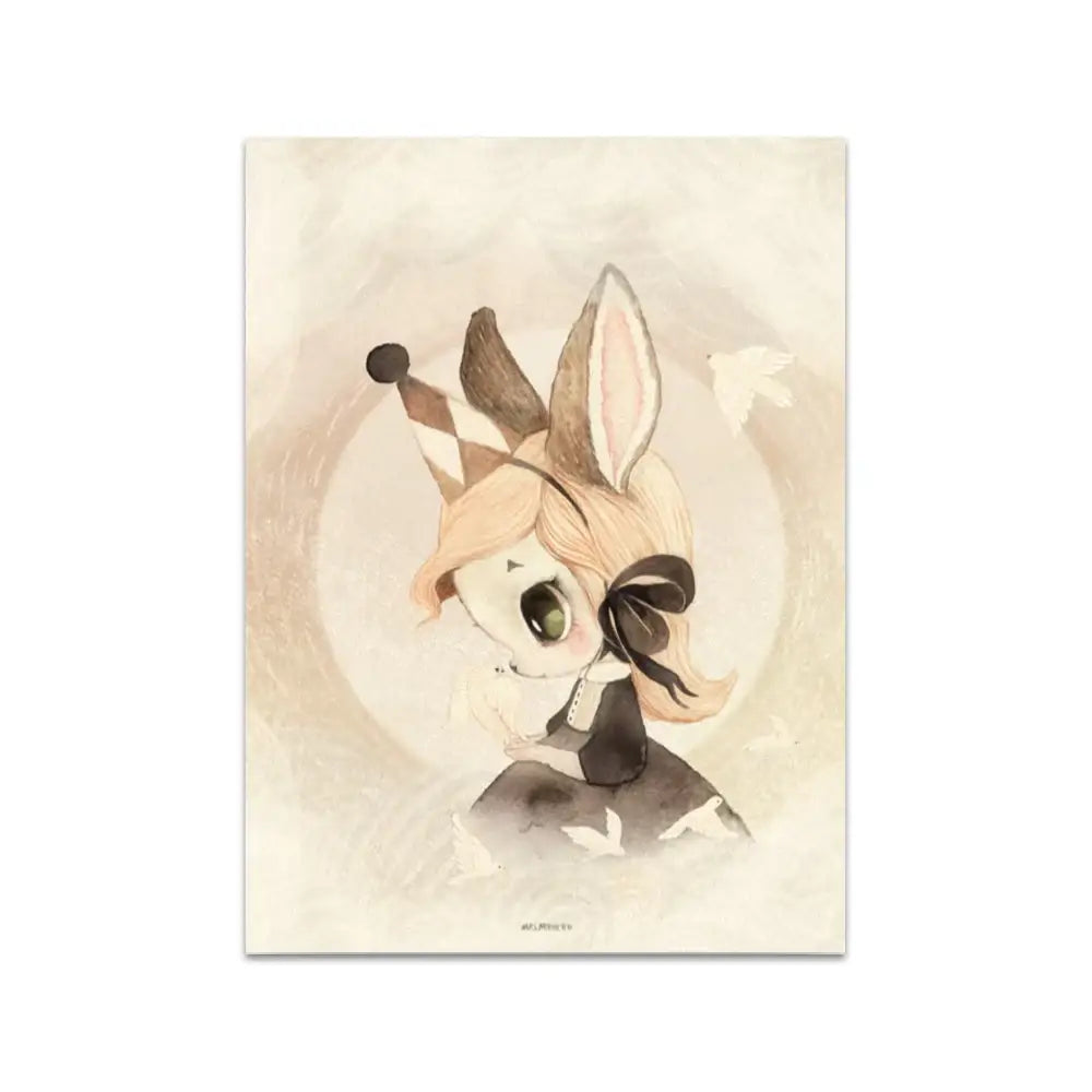 Rabbit Canvas Print Beige Kids Room