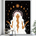 Rainbow boho girl tapestry bedroom wall art starry night decor