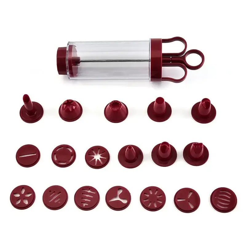 Red and clear cookie cream cake press kitchen decorating kit
