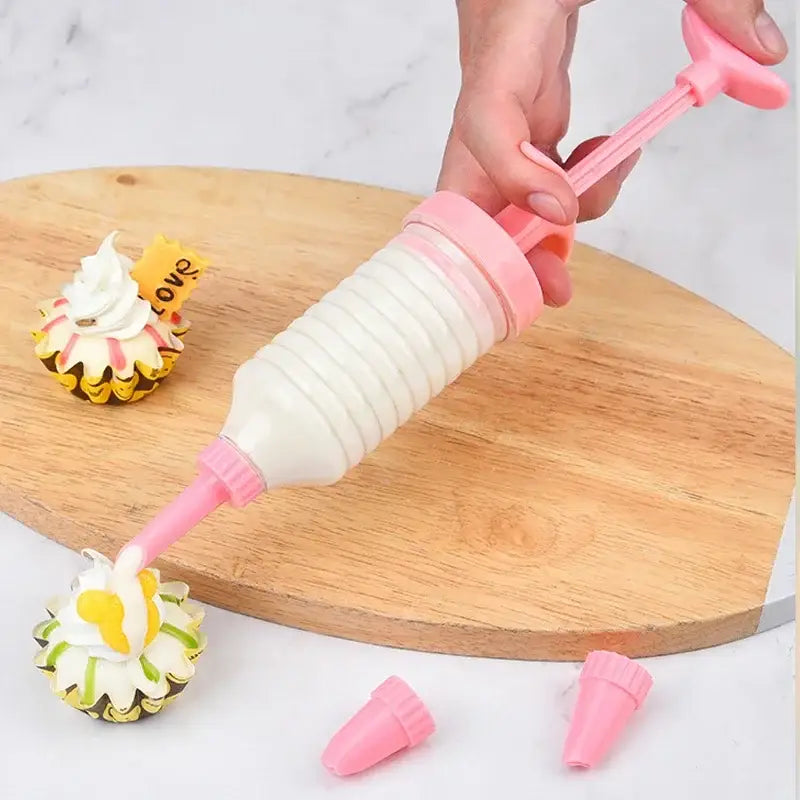 Red and clear cookie cream cake press kitchen decorating kit