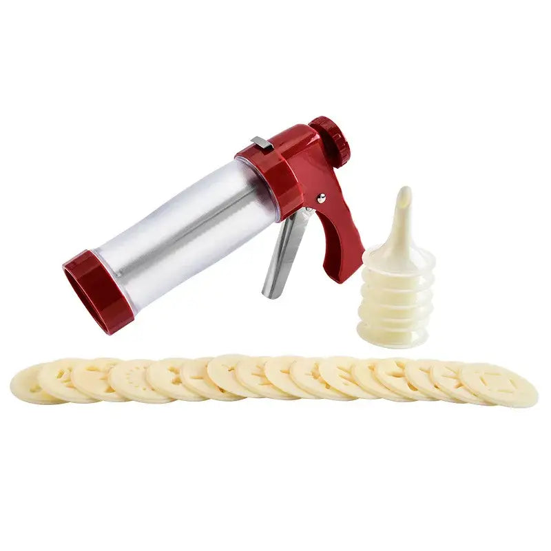 Red and clear cookie cream cake press kitchen decorating kit