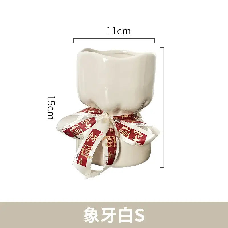 Red bouquet shape ceramic vase living room floral decor
