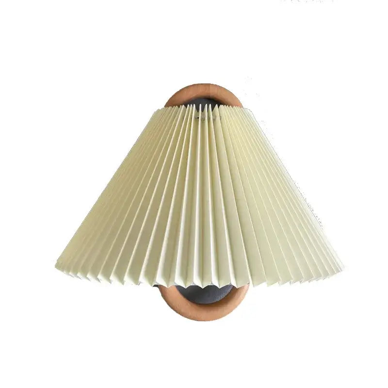 Retro beech wood wall lamp bedroom sconce with cream shade