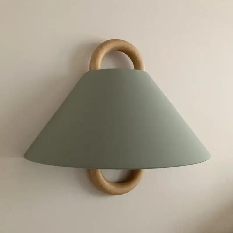 Retro beech wood wall lamp bedroom sconce with cream shade