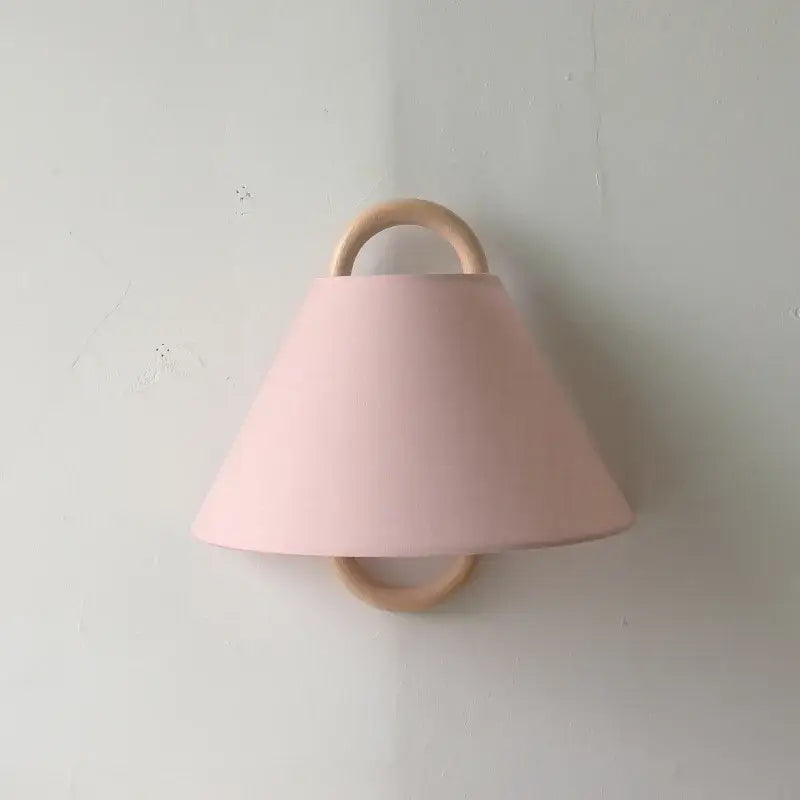 Retro beech wood wall lamp bedroom sconce with cream shade
