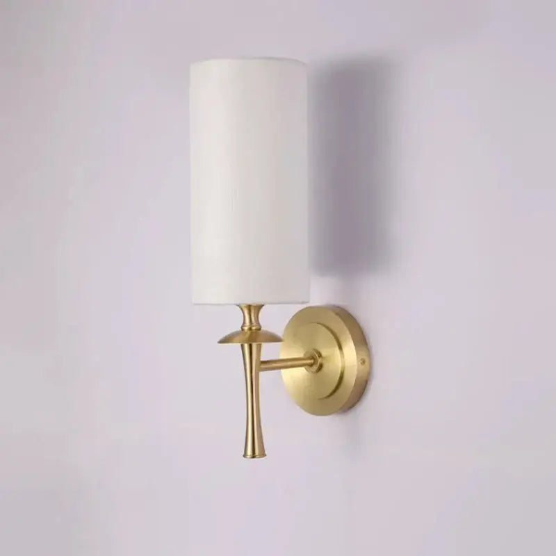 Retro black metal brass wall lamp bedroom fabric sconce