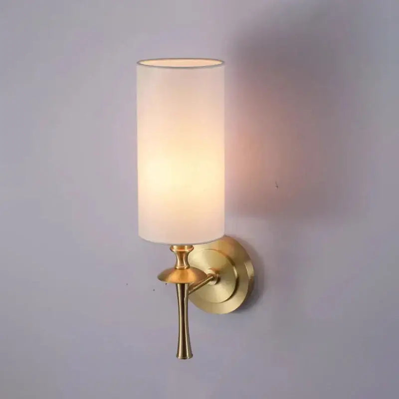 Retro black metal brass wall lamp bedroom fabric sconce