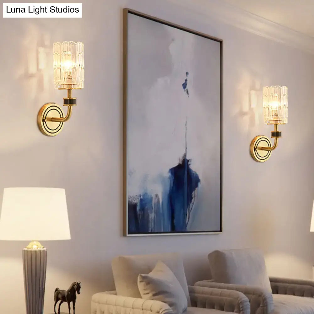 Retro brass and black crystal wall light living room e12 e14 base