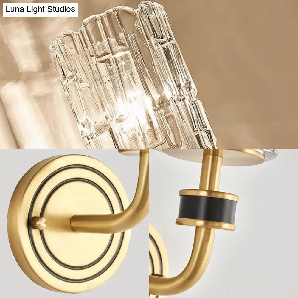 Retro brass and black crystal wall light living room e12 e14 base