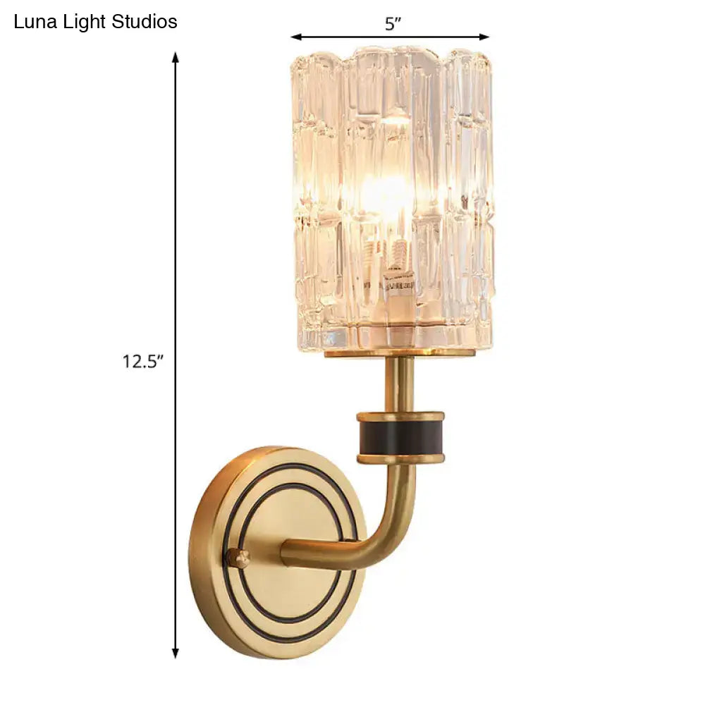 Retro brass and black crystal wall light living room e12 e14 base