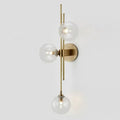 Retro brass wall sconce with 3 glass globes for dining room
