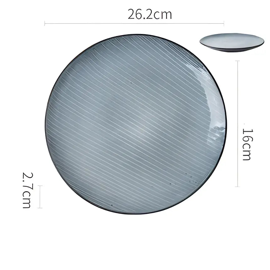 Retro dark gray speckled ceramic dinner plate – dining room platter