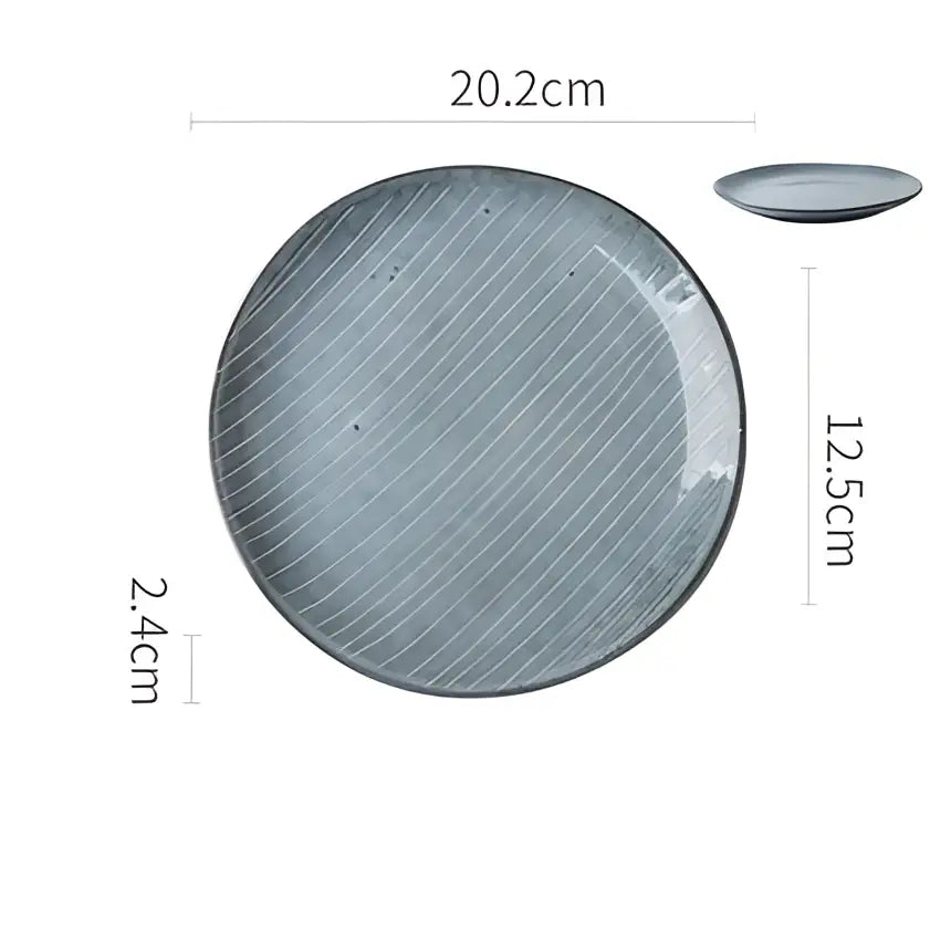 Retro dark gray speckled ceramic dinner plate – dining room platter