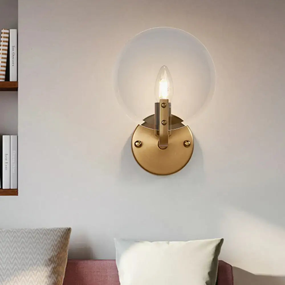Retro gold and blue glass sconce light bedroom wall lighting fixture