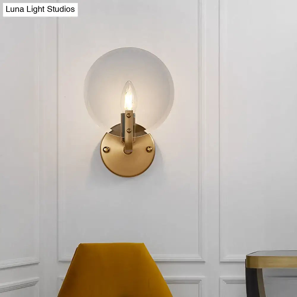 Retro gold and blue glass sconce light bedroom wall lighting fixture