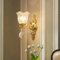 Retro gold crystal wall lamp living room sconce