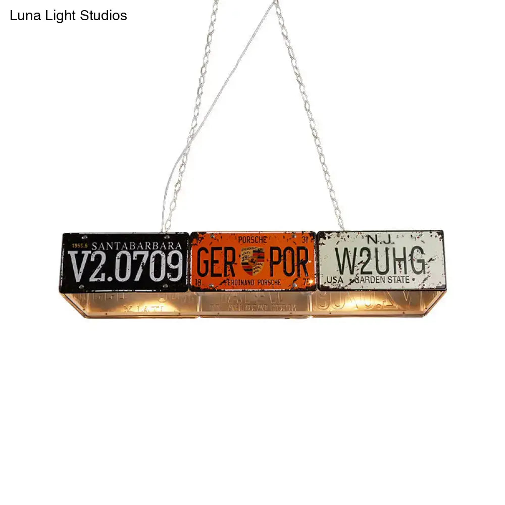 Retro industrial metal license plate pendant light dining room 5 bulbs