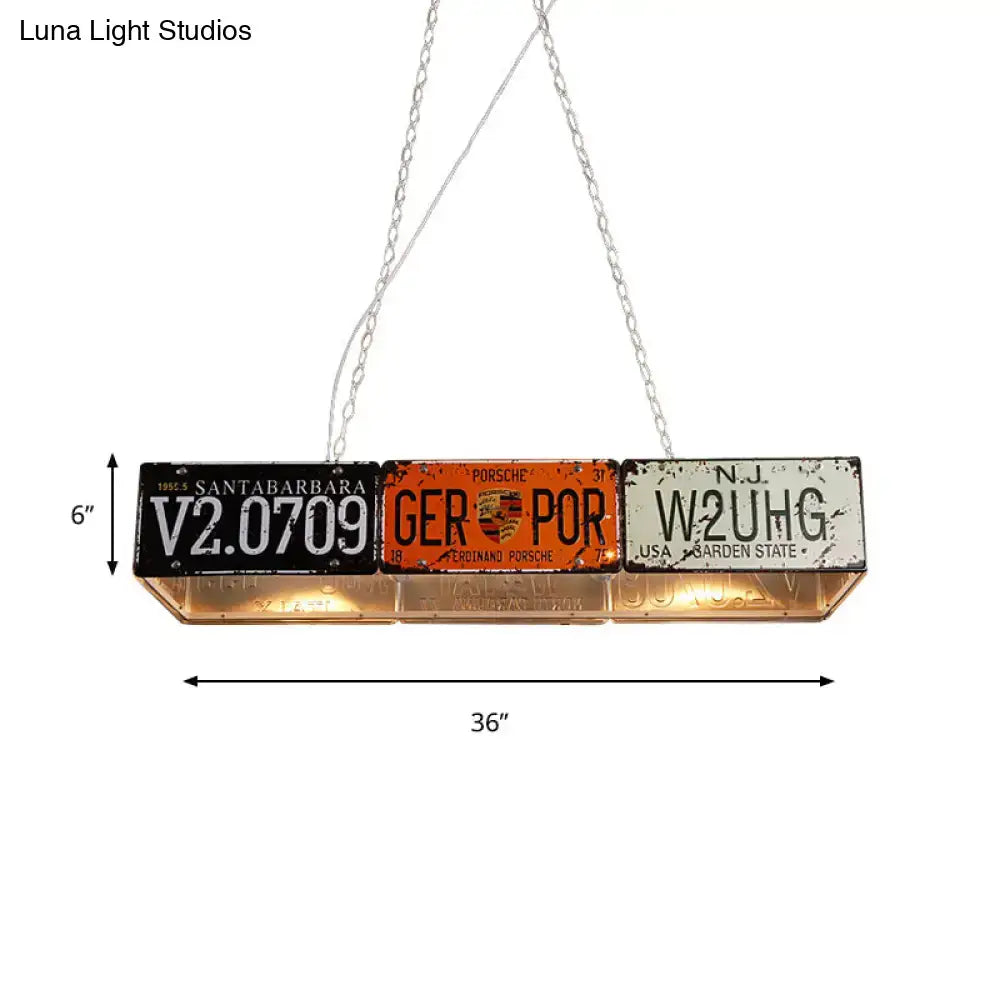 Retro industrial metal license plate pendant light dining room 5 bulbs