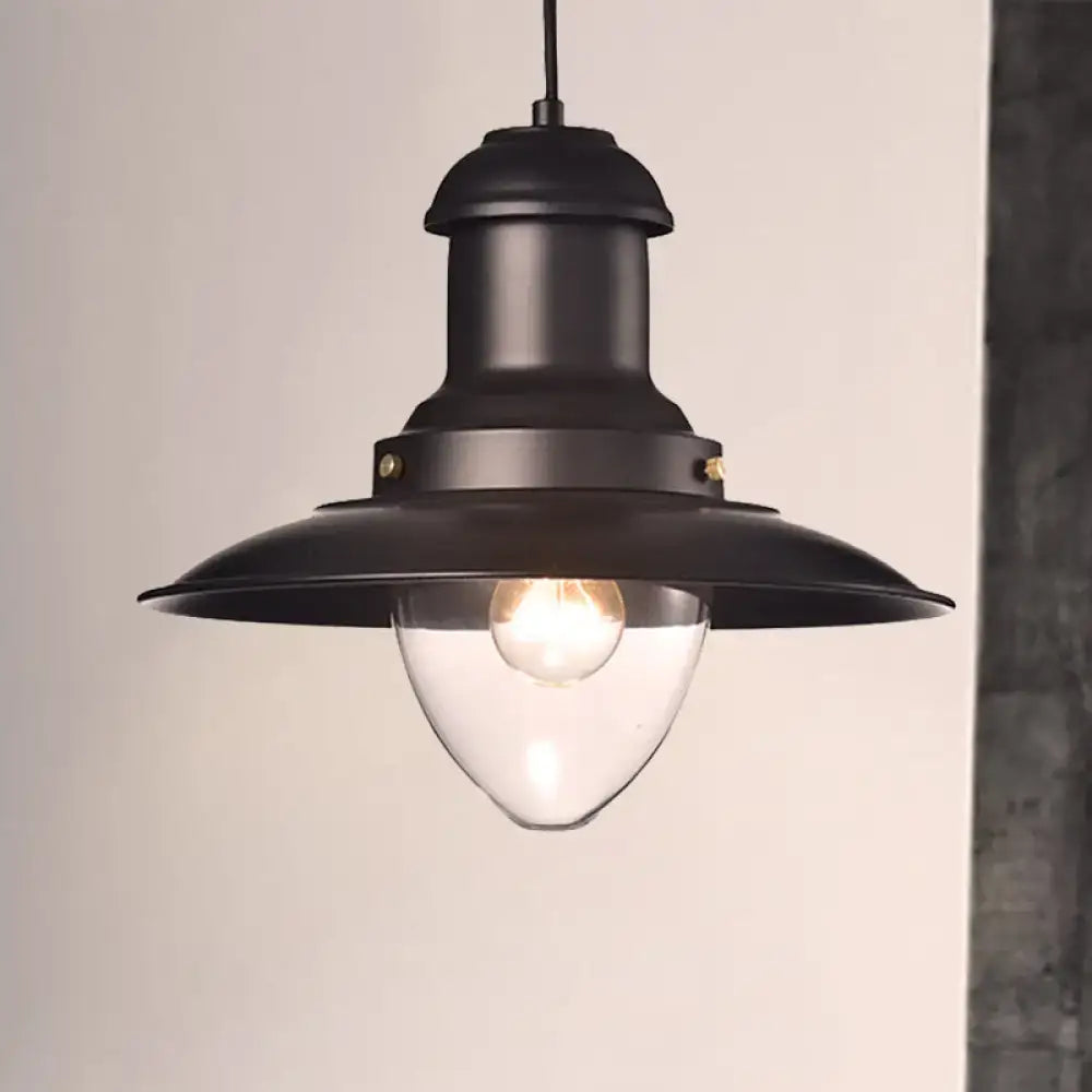 Retro loft saucer black & white pendant light for coffee shop kitchen